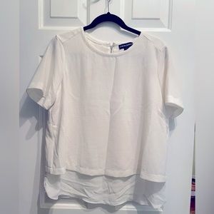 Cynthia Rowley white short sleeve blouse size large